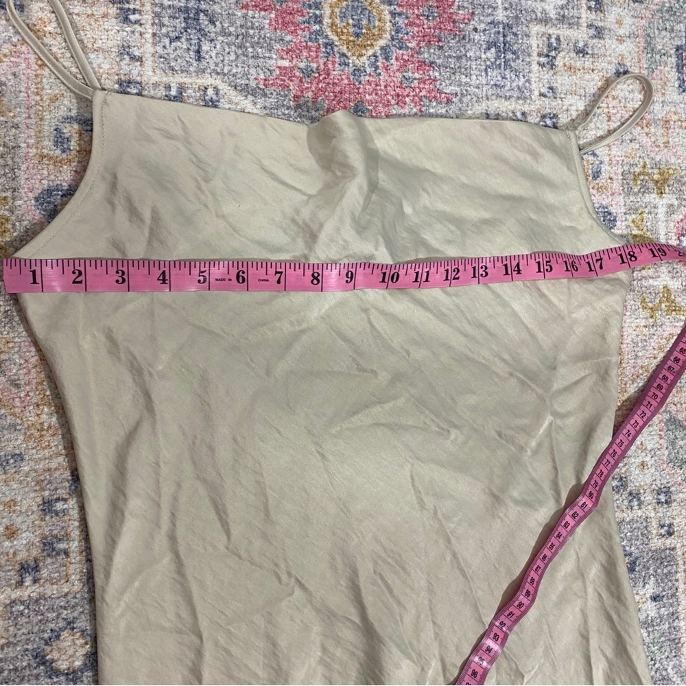 Loft NWT Small Champagne Beige Satin Silky Slip Midi Dress Draped Neck‎ - Picture 13 of 14